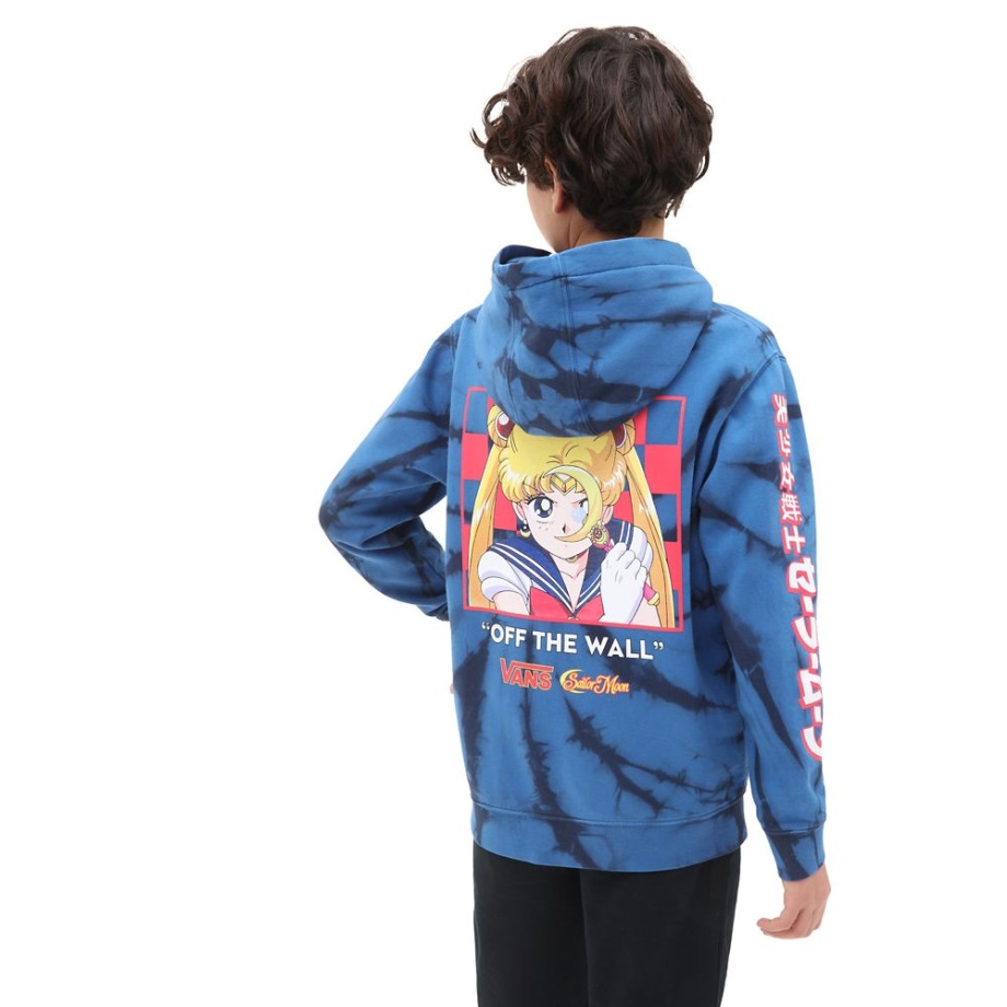 Meninos Vans X Lindo Guardião Sailor Moon Moletom De Lã Tie Dye Com Capuz (8-14 Anos) Azul