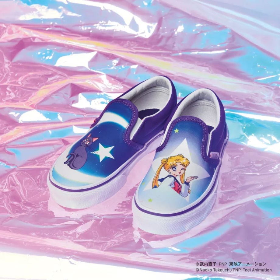 Kids Vans X Lindos Sapatos Slip-on Clássico Guardian Sailor Moon (4-8 Anos) Azul-roxo