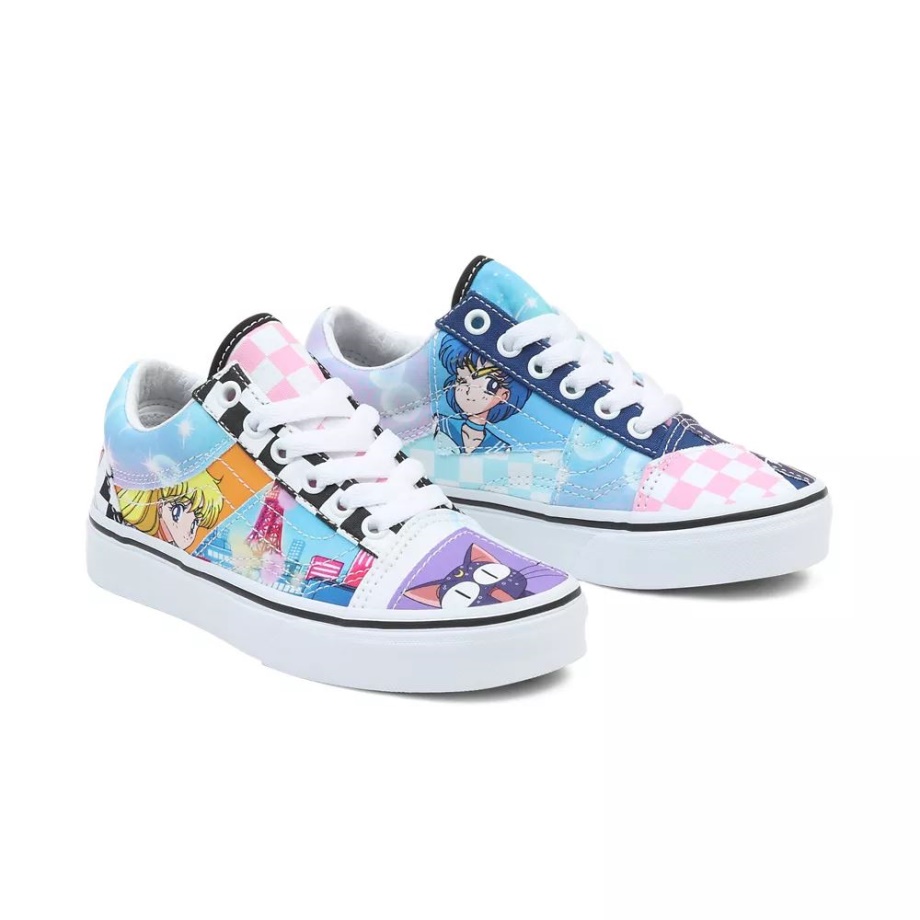 Vans Infantis X Lindos Sapatos De Retalhos Sailor Moon Old Skool (4-8 Anos) Multi