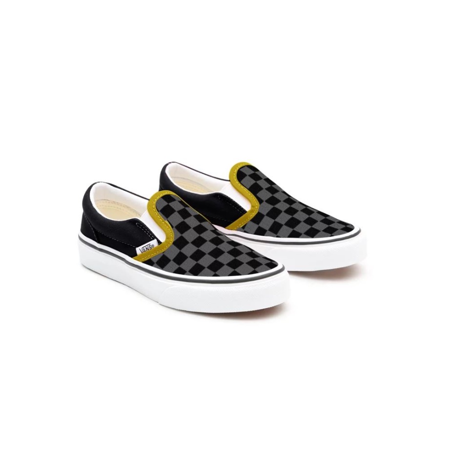 Vans Kids Customs Tênis Xadrez Preto (4-8 Anos)