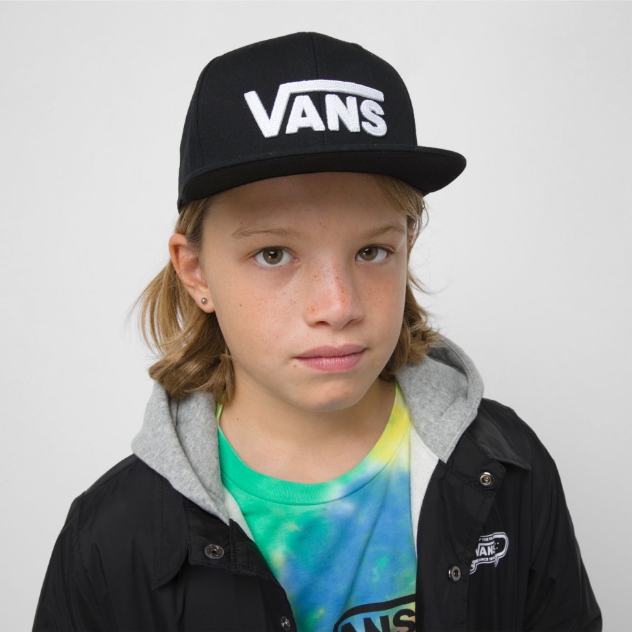 Chapéu Vans Boys Drop V Snapback Preto Branco