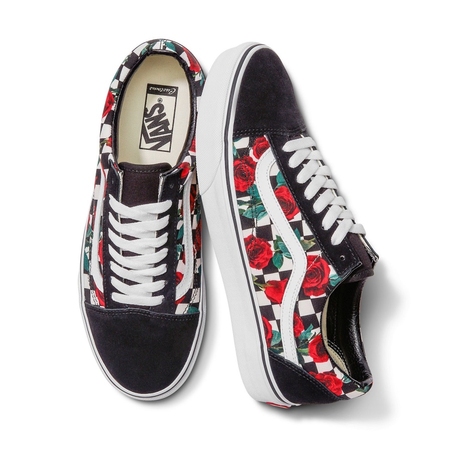 Vans Xadrez Personalizado Rosas Old Skool