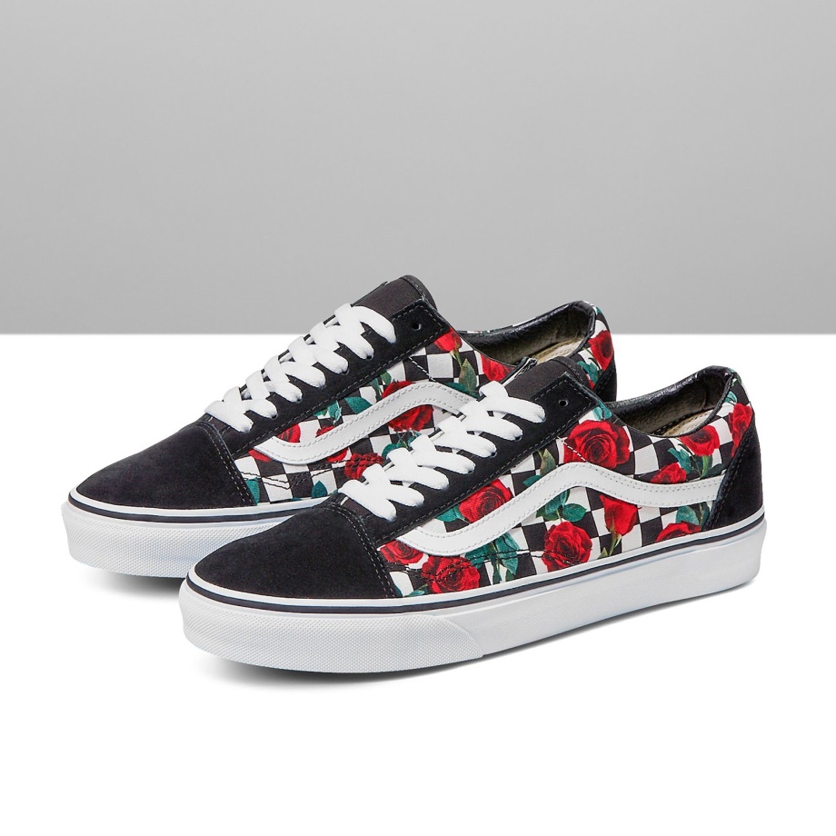 Vans Xadrez Personalizado Rosas Old Skool