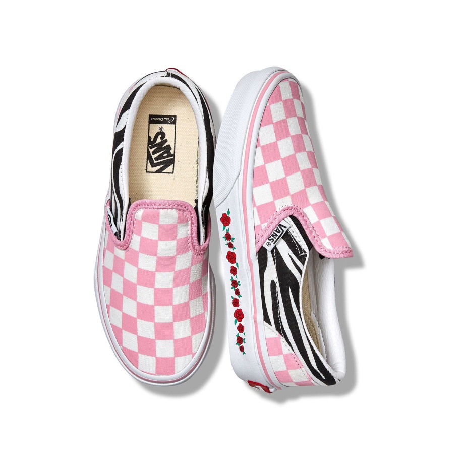 Vans Customs Kids Slip-on Quadriculado Rosa Prisma