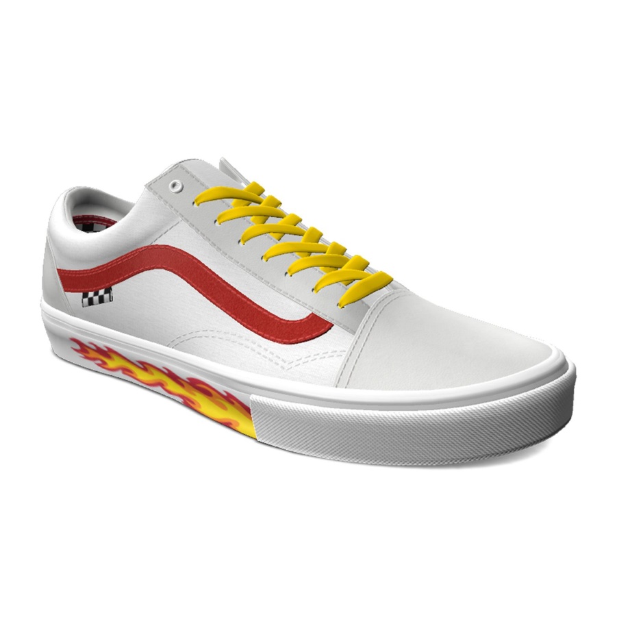 Vans Customs Skate De Couro Branco Verdadeiro Old Skool Men