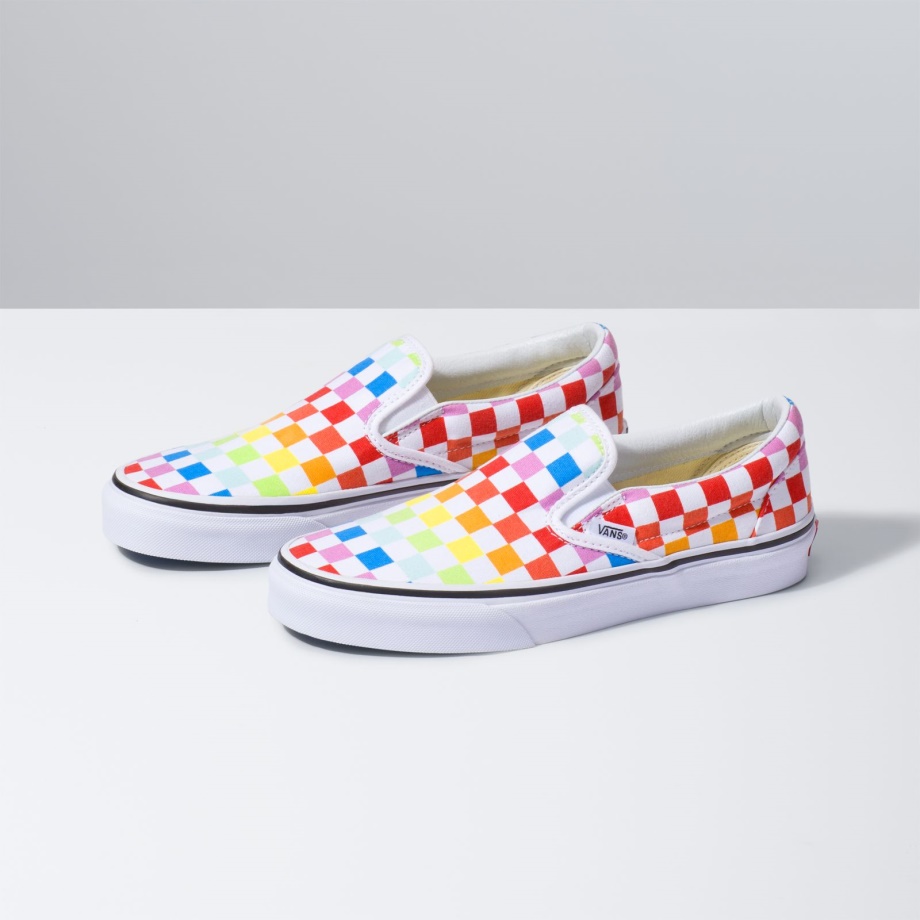 Vans Kids Checkerboard Slip-on Rainbow-true White