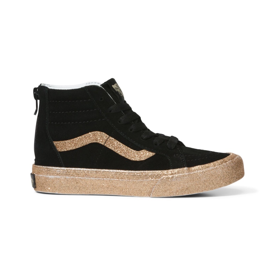 Vans Kids Party Glitter Sk8-hi Zip Preto Dourado