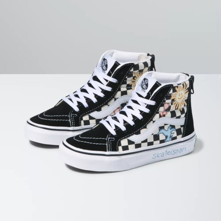 Vans X Skateistan Kids Sk8-hi Zip Checkerboard