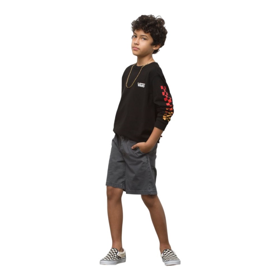 Bermuda Masculina Vans Salt Wash Infantil Cós Elástico Bolsos Asfalto