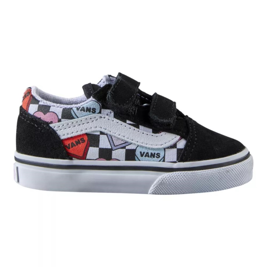 Tênis De Skate Infantil Old Skool V Para Meninas Vans Preto-verdadeiro Branco