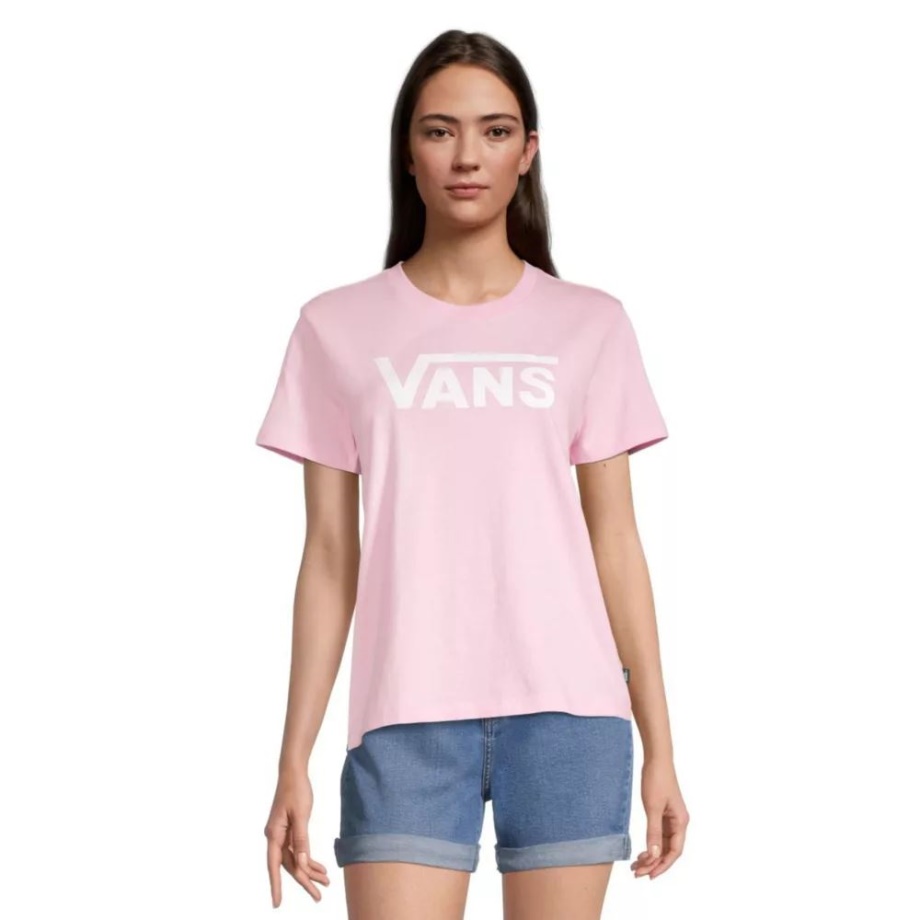 Vans Camiseta Feminina Flying V Crew De Linho