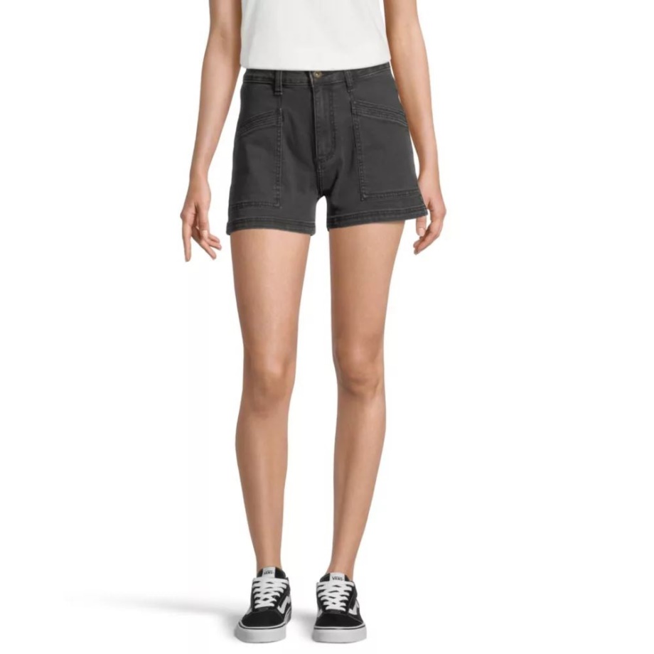 Short Jeans Feminino Jessie Preto Lavado Da Vans